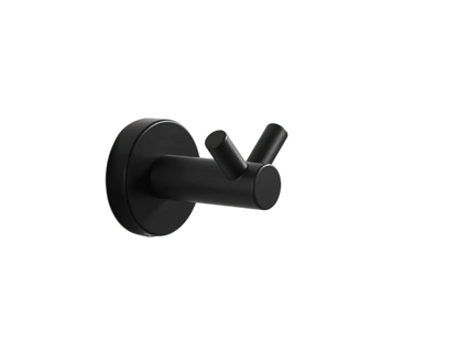 SaniSupreme Badkamer handdoek haak Chicago rond type C mat zwart per set van 2