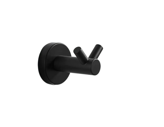 SaniSupreme Badkamer handdoek haak Chicago rond type C mat zwart per set van 2