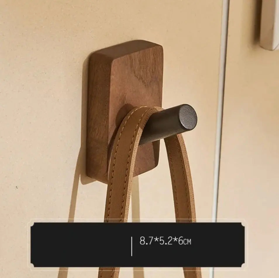 SaniSupreme Badkamer handdoek haak rechthoek walnoot mat zwart