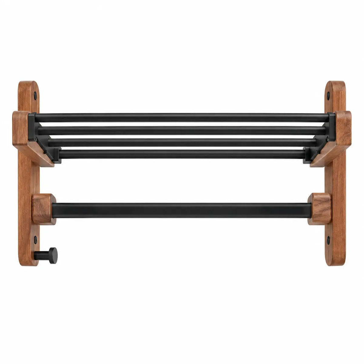 sanisupreme-badkamer-handdoek-rek-walnoot-dubbel-inklapbaar-mat-zwart-rond-60-cm-79087528