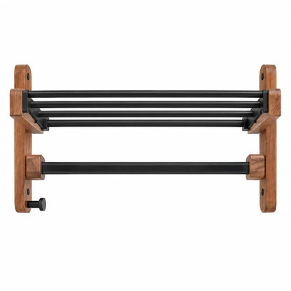 sanisupreme-badkamer-handdoek-rek-walnoot-dubbel-inklapbaar-mat-zwart-rond-60-cm-79087528