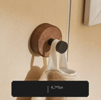 SaniSupreme Badkamer handdoekhaak rond walnoot mat zwart