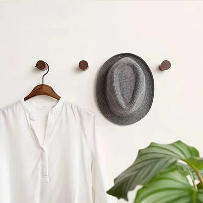 SaniSupreme Badkamer handdoekhaak rond walnoot set van 2