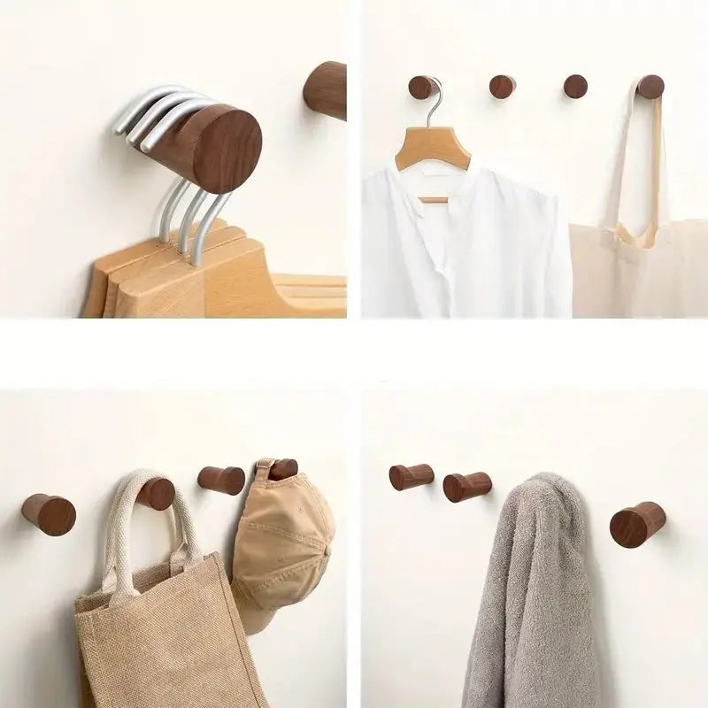 SaniSupreme Badkamer handdoekhaak rond walnoot set van 2