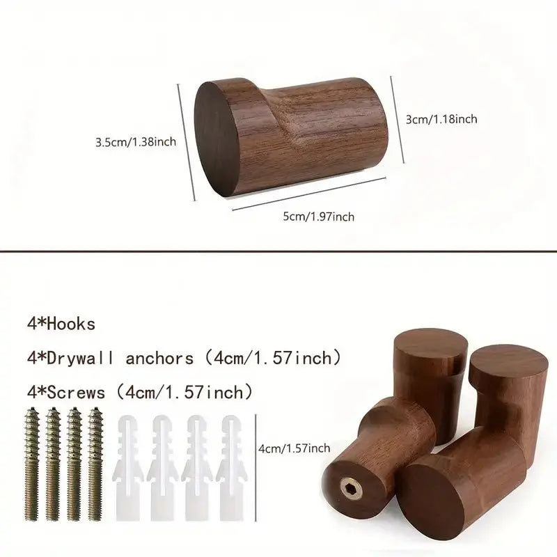 SaniSupreme Badkamer handdoekhaak rond walnoot set van 2