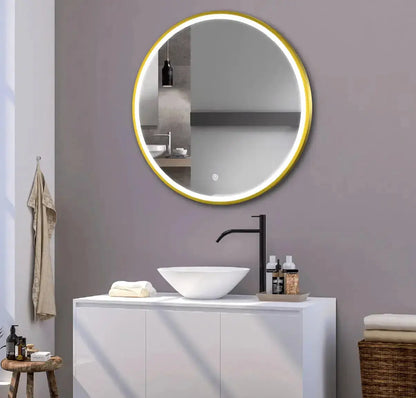 Sanisupreme Badkamerspiegel Geborsteld Goud Rond 90 cm Sanisupreme