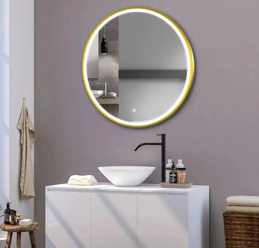 Sanisupreme Badkamerspiegel Geborsteld Goud Rond 90 cm Sanisupreme