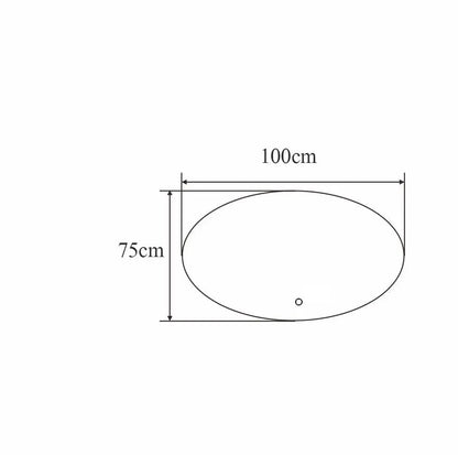 SaniSupreme Badkamerspiegel Ibiza ovaal 100 x 75 cm. met led verlichting, verwarming en touch dim - schakelaar