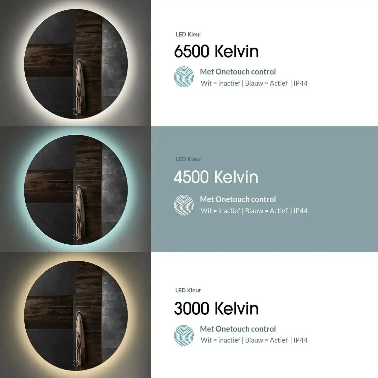 SaniSupreme Badkamerspiegel Ibiza ovaal 80 x 60 cm. met led verlichting, verwarming en touch dim - schakelaar