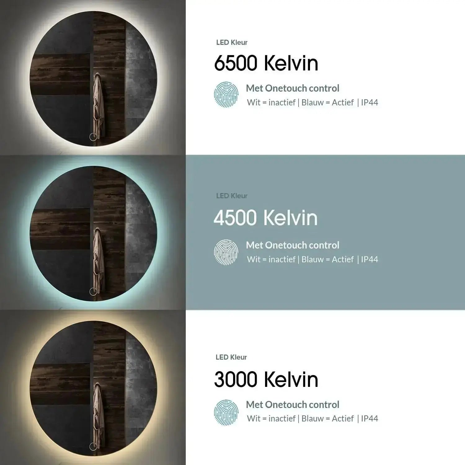 SaniSupreme Badkamerspiegel Ibiza ovaal 80 x 60 cm. met led verlichting, verwarming en touch dim - schakelaar