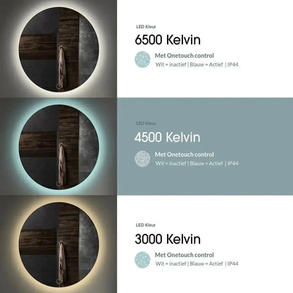 SaniSupreme Badkamerspiegel Ibiza ovaal 80 x 60 cm. met led verlichting, verwarming en touch dim - schakelaar