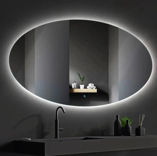 SaniSupreme Badkamerspiegel Ibiza ovaal 80 x 60 cm. met led verlichting, verwarming en touch dim - schakelaar