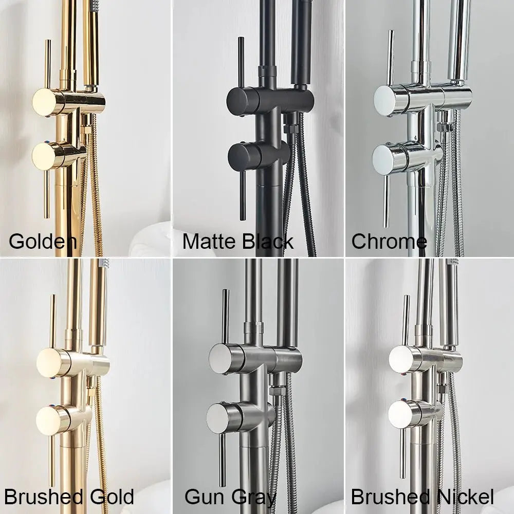 SaniSupreme® Badkraan Ancona vrijstaand model met handdouche RVS brushed nickel