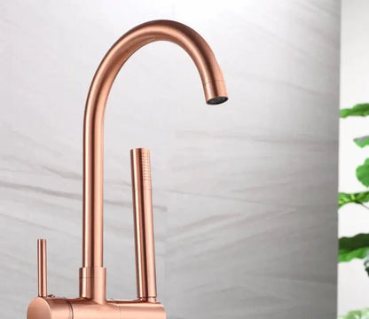 SaniSupreme Badkraan AquaVario® Copper vrijstaand model met handdouche geborsteld koper