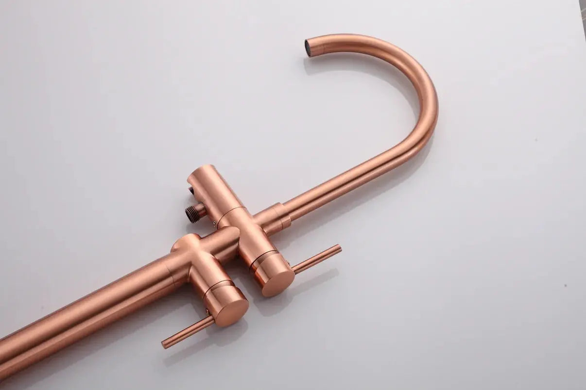 SaniSupreme Badkraan AquaVario® Copper vrijstaand model met handdouche geborsteld koper