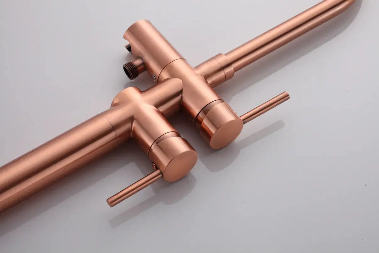 SaniSupreme Badkraan AquaVario® Copper vrijstaand model met handdouche geborsteld koper