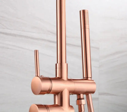 SaniSupreme Badkraan AquaVario® Copper vrijstaand model met handdouche geborsteld koper