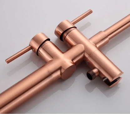 SaniSupreme Badkraan AquaVario® Copper vrijstaand model met handdouche geborsteld koper