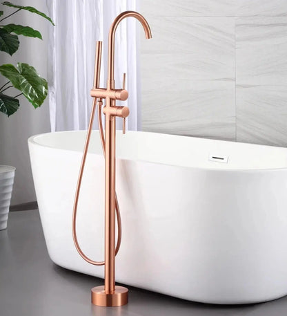 SaniSupreme Badkraan AquaVario® Copper vrijstaand model met handdouche geborsteld koper