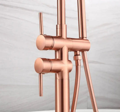 SaniSupreme Badkraan AquaVario® Copper vrijstaand model met handdouche geborsteld koper