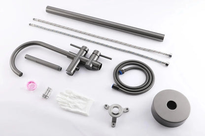 SaniSupreme Badkraan AquaVario® Gunmetal vrijstaand model met handdouche Gunmetal