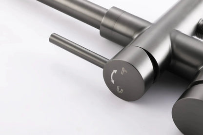 SaniSupreme Badkraan AquaVario® Gunmetal vrijstaand model met handdouche Gunmetal