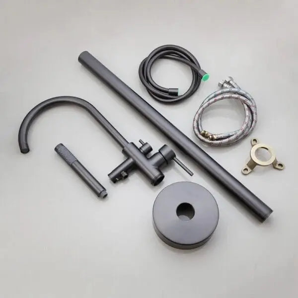 SaniSupreme Badkraan AquaVario® Gunmetal vrijstaand model met handdouche Gunmetal