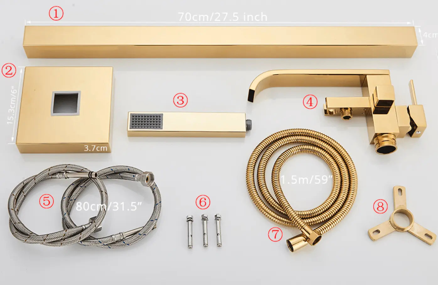 SaniSupreme® Badkraan Bocchi vrijstaand model met handdouche goud glans