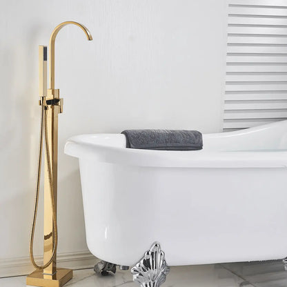 SaniSupreme® Badkraan Florence vrijstaand model met handdouche goud glans