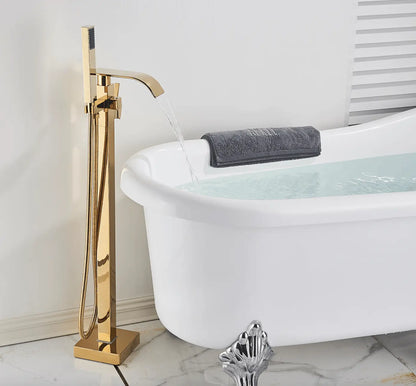 SaniSupreme® Badkraan Luca vrijstaand model met handdouche goud glans