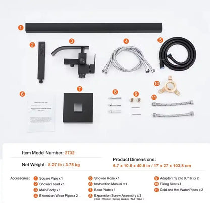 SaniSupreme® Badkraan Luca vrijstaand model met handdouche mat zwart