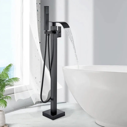 SaniSupreme® Badkraan Luca vrijstaand model met handdouche mat zwart