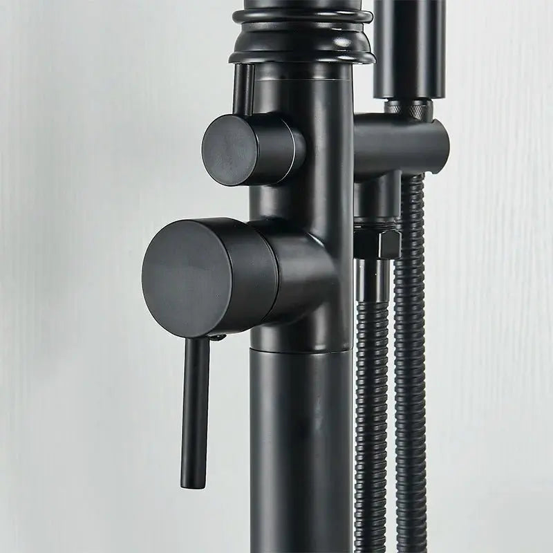 SaniSupreme Badkraan Madrid vrijstaand model met handdouche mat zwart