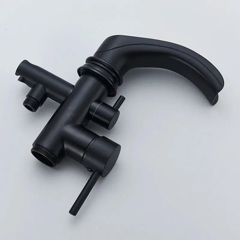 SaniSupreme Badkraan Madrid vrijstaand model met handdouche mat zwart