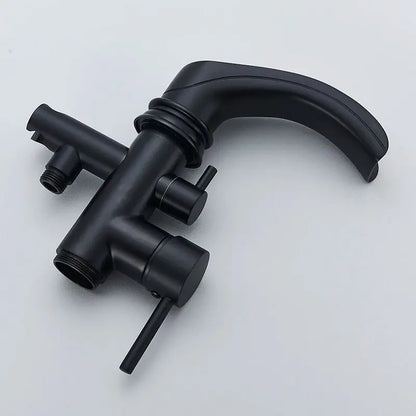 SaniSupreme Badkraan Madrid vrijstaand model met handdouche mat zwart