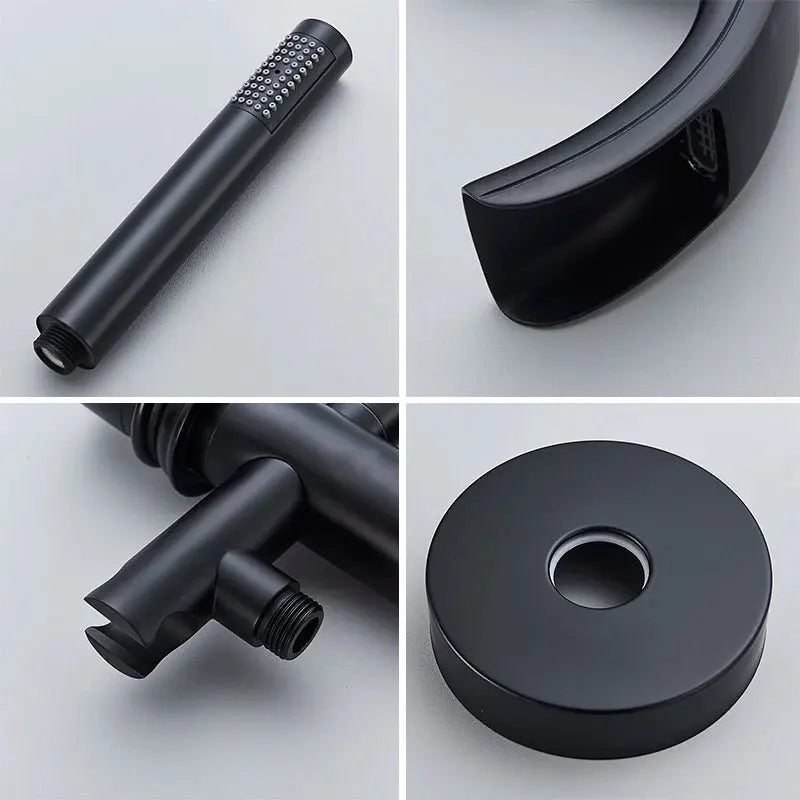 SaniSupreme Badkraan Madrid vrijstaand model met handdouche mat zwart