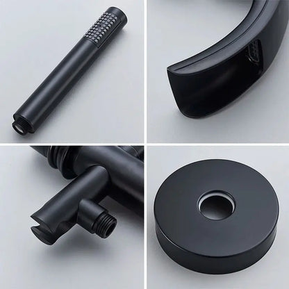 SaniSupreme Badkraan Madrid vrijstaand model met handdouche mat zwart