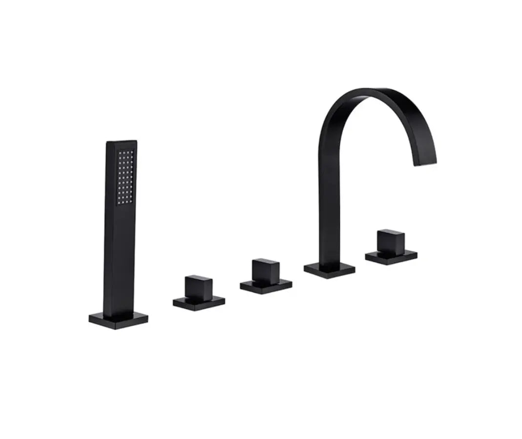 SaniSupreme Badkraan San Marino bad inbouw - opbouw mengkraan model met handdouche mat zwart