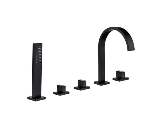 SaniSupreme Badkraan San Marino bad inbouw - opbouw mengkraan model met handdouche mat zwart