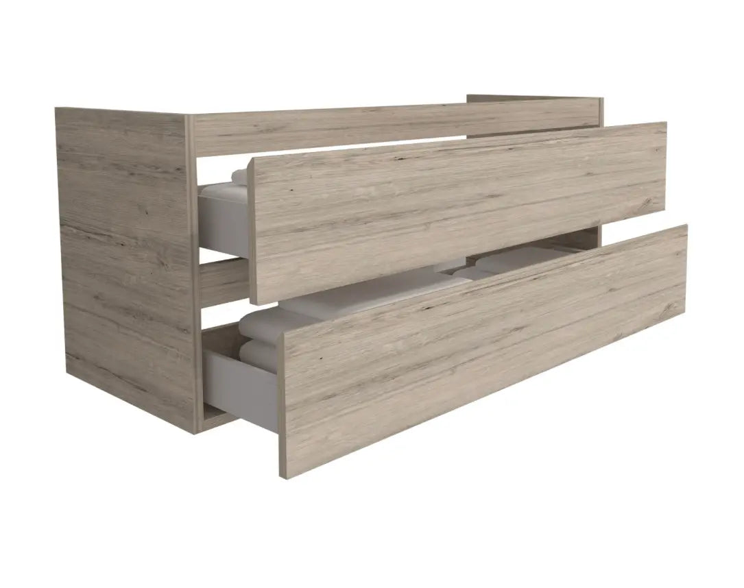 SaniSupreme® Badmeubel Monaco 120 Licht Hout keramische dubbele wastafel wit