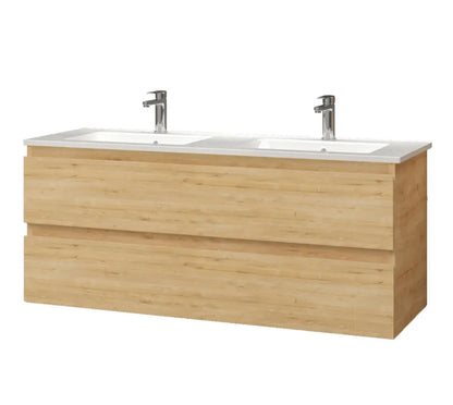 SaniSupreme® Badmeubel Monaco 120 Safir keramische dubbele wastafel wit