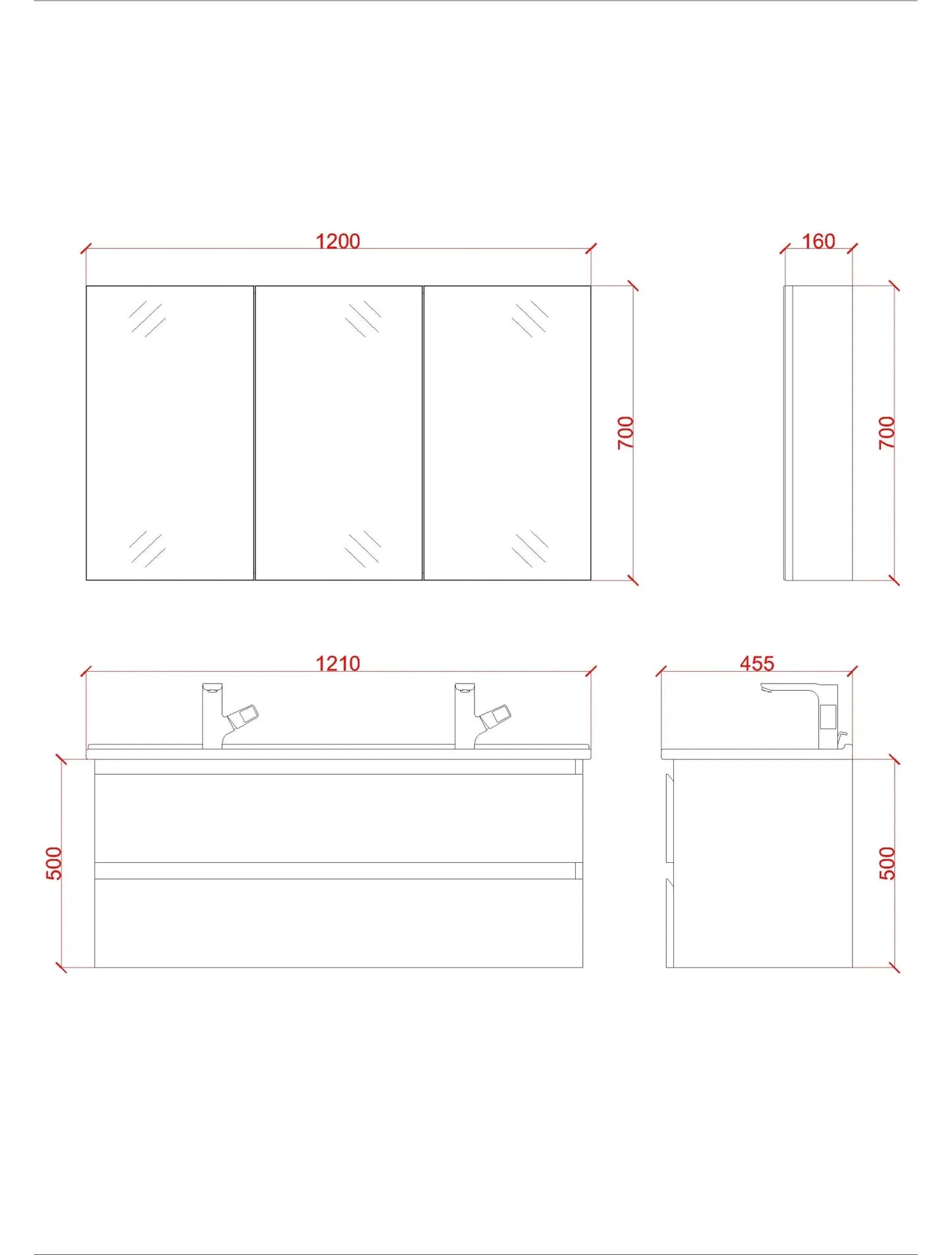 SaniSupreme® Badmeubel Salou 120 Donker Eiken dubbele wastafel keramisch wit