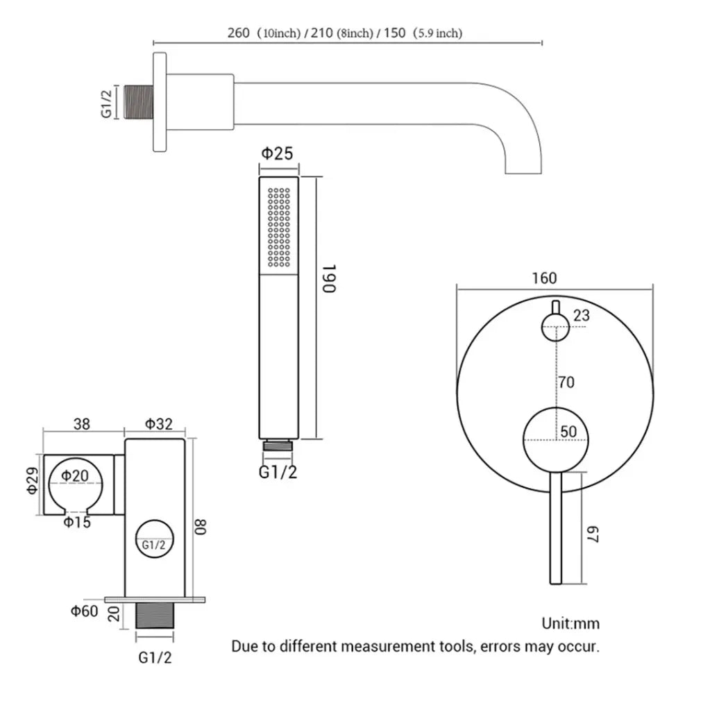 SaniSupreme Badset Doucheset Yosemite Inbouw Badkraan 26cm en Handdouche Koper 2 weg