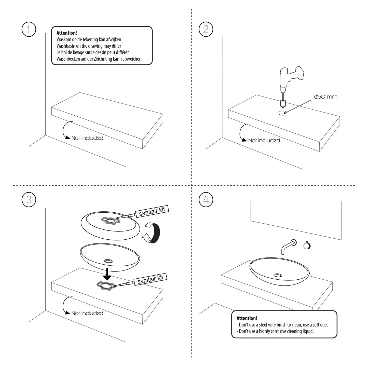 Sanisupreme Bangkok waskom 40x50cm riviersteen grijs Set van 2