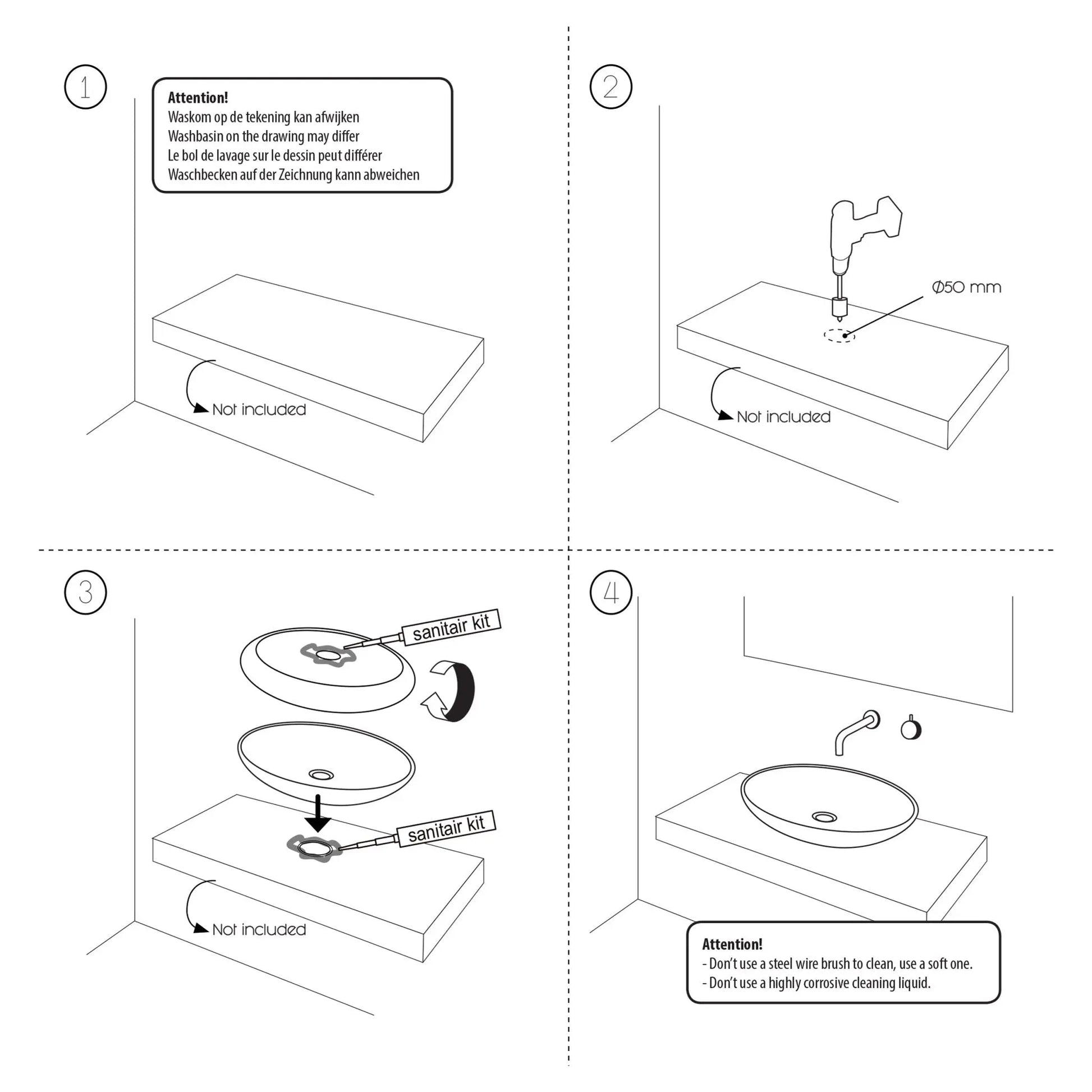 Sanisupreme Bangkok waskom 40x50cm riviersteen grijs Set van 2