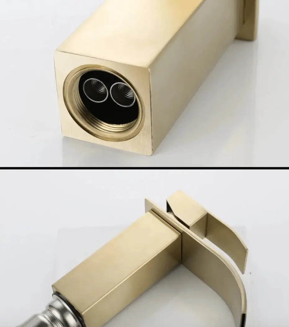 SaniSupreme Bari wastafelkraan opbouw laag model brede uitloop Goud Brushed