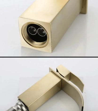 SaniSupreme Bari wastafelkraan opbouw laag model brede uitloop Goud Brushed