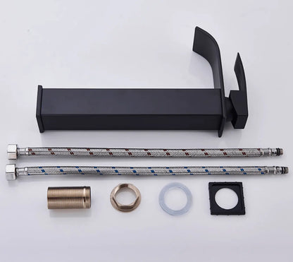 SaniSupreme Bari wastafelkraan opbouw laag model brede uitloop mat zwart