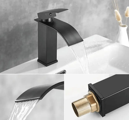 SaniSupreme Bari wastafelkraan opbouw laag model brede uitloop mat zwart