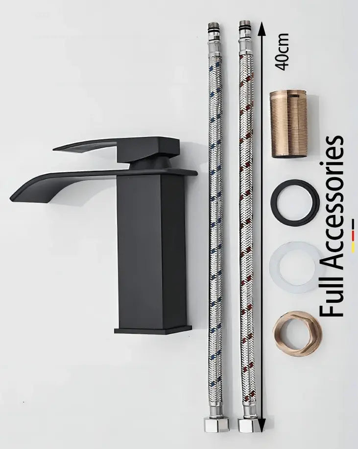 SaniSupreme Bari wastafelkraan opbouw laag model brede uitloop mat zwart